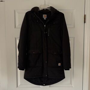 Carhartt Black Long Hooded Winter Coat Wmns Size XS (0-2)